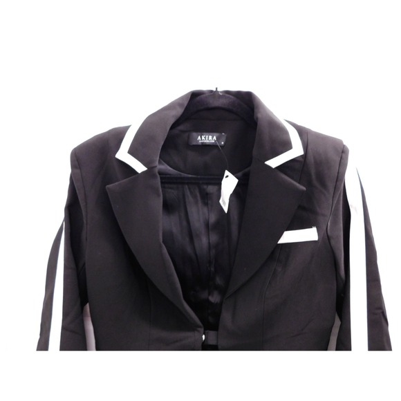 AKIRA‎ Black White Striped Blazer Jacket sz M NWT - Picture 5 of 6